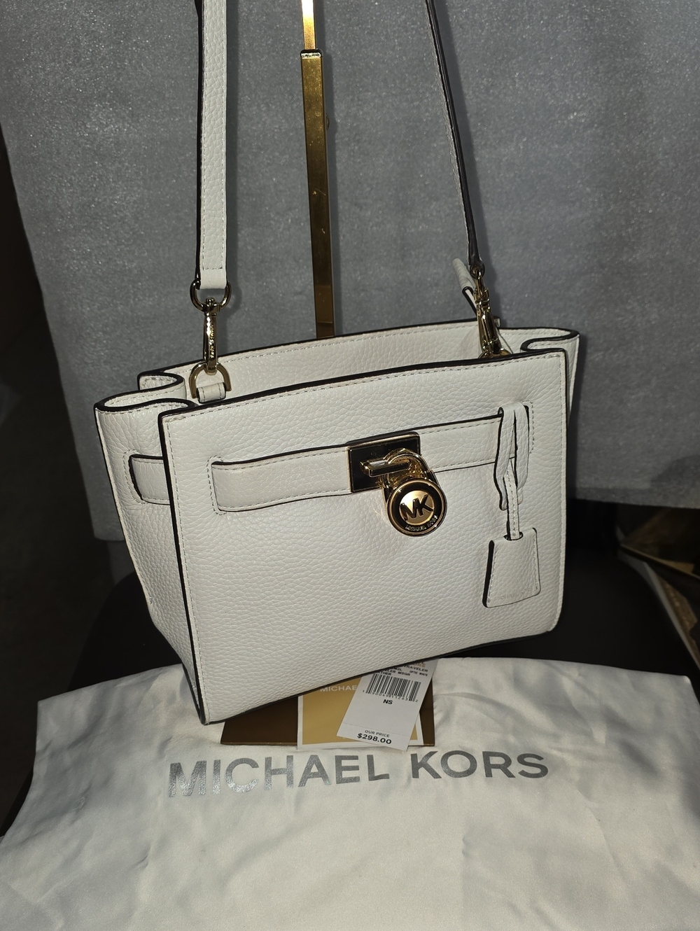 Michael Kors White Pebbled Leather Crossbody Hamilton Traveler Nwt - Picture 1 of 16